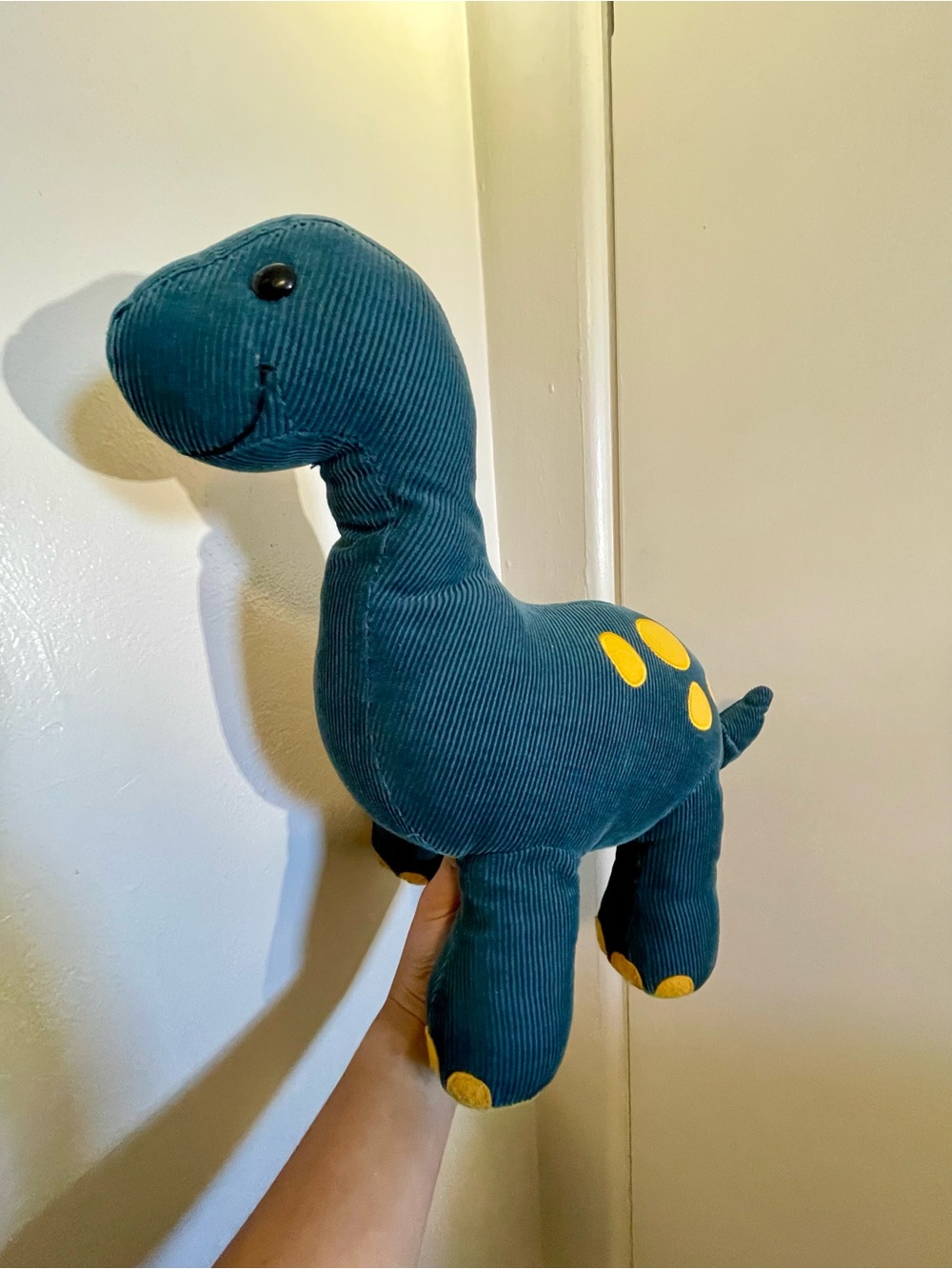 Gund Plush Dino Stuffy Toy in Teal with Yellow Spots - Soft Corduroy